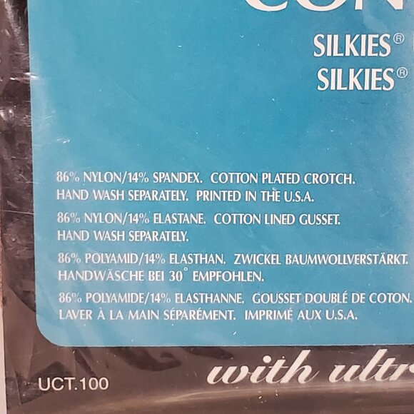 2 Silkies Ultra Control Top Pantyhose XL Sheer Legs UCT-100 Beige Nylon/Spandex - Picture 5 of 7